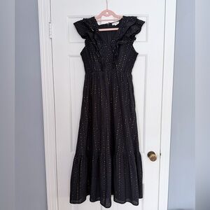 Roller Rabbit Navy Maxi Dress with Gold Dots